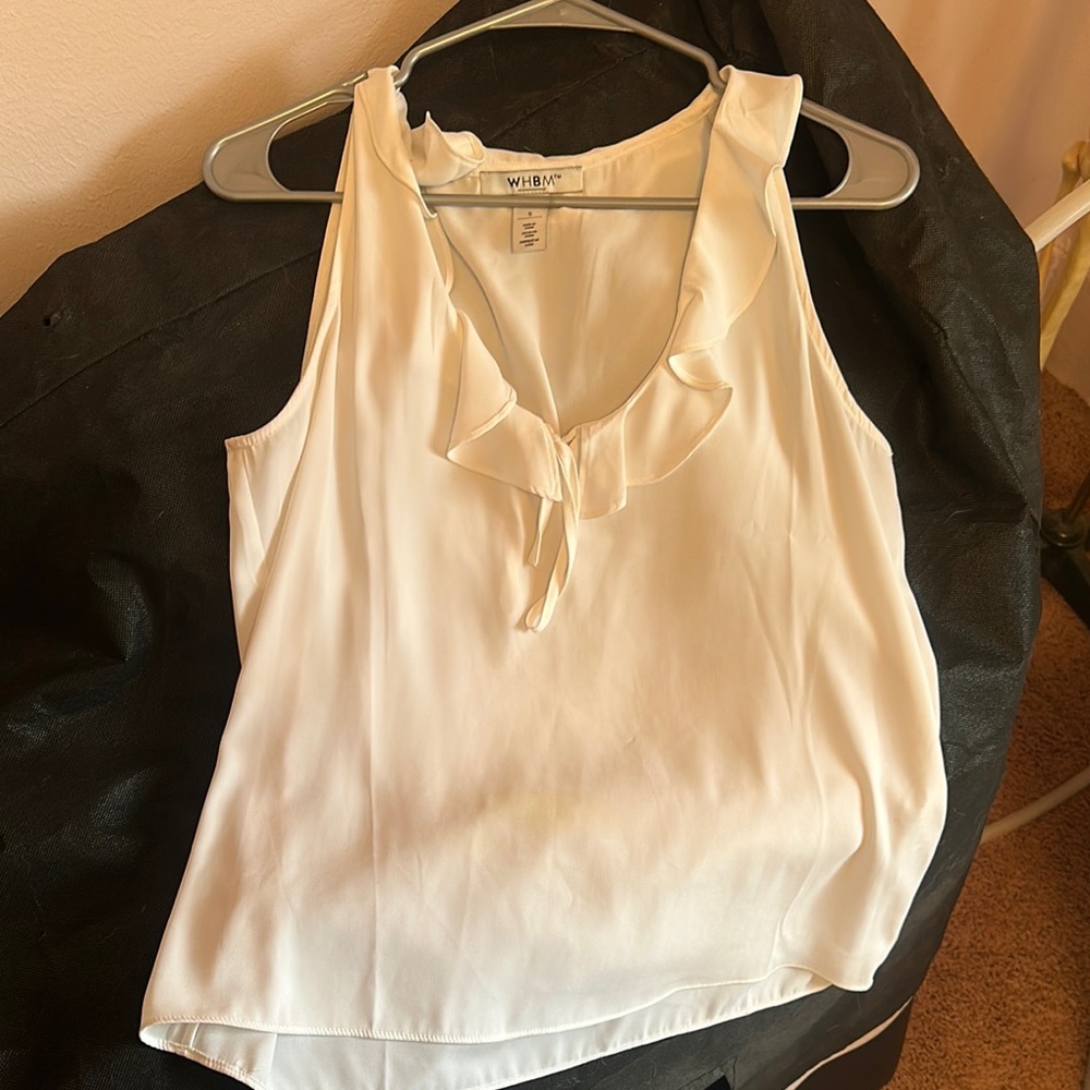 White White House Black Market Women's Ruffle Top